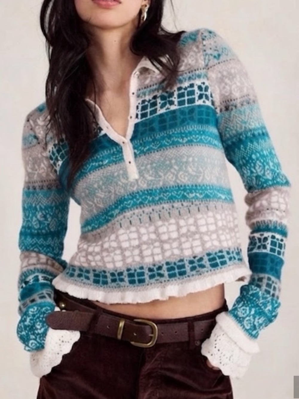 Free People Gift Wrapped Henley Sweater
